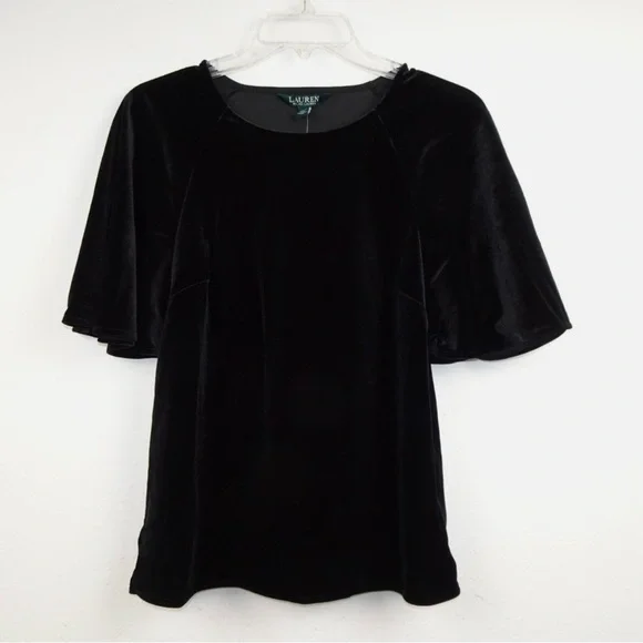 Ralph Lauren Black Velvet Top Size 8 NWOT - Picture 1 of 4